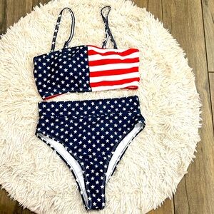 New women’s American flag high waisted bathing suit!